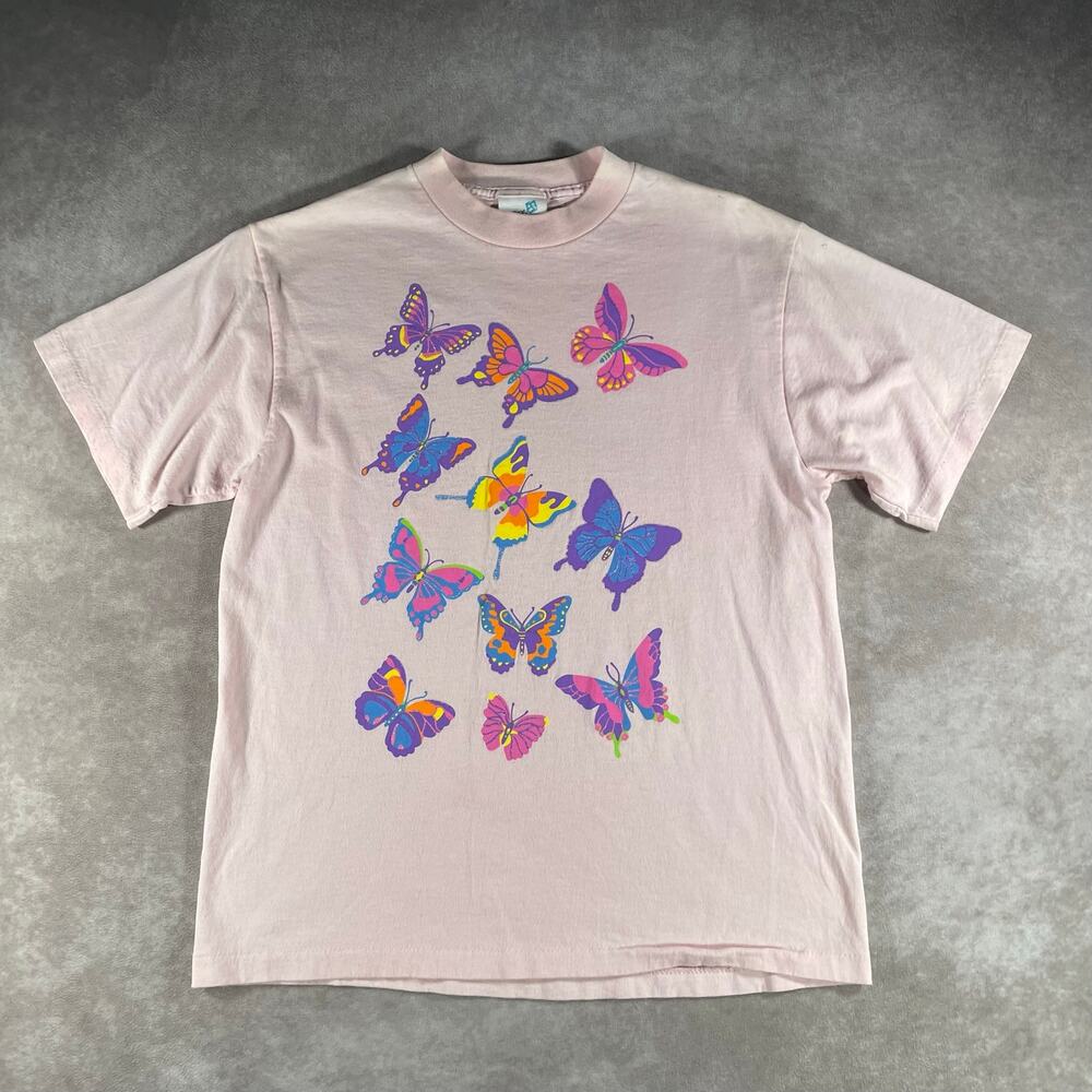 Women’s 90’s Mc Escher Inspired Butterfly Art T-shirt Large